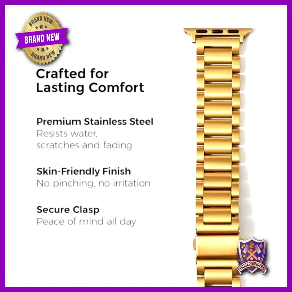 Stainless Steel Apple Watch Band Adjustable Classic Elegant Minimal Chic Strap - Picture 3 of 7